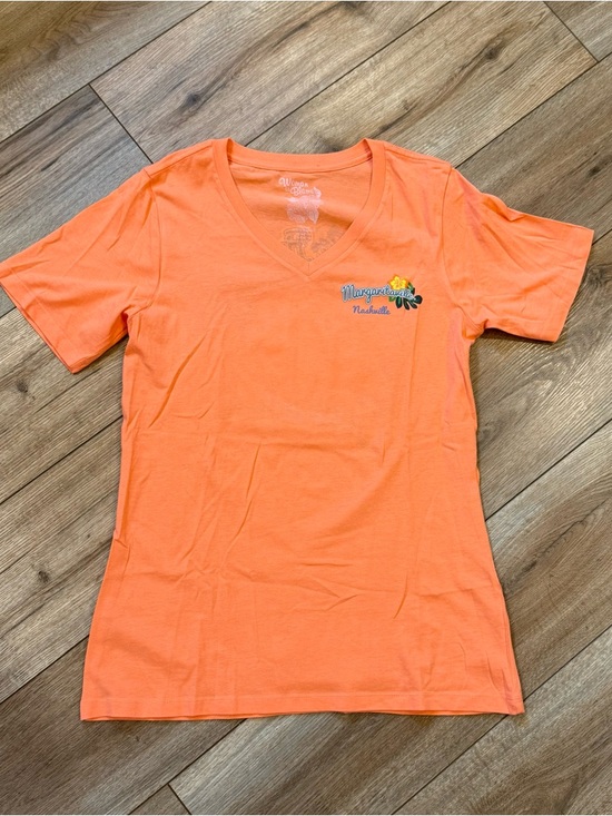 Margaritaville Tops - Margaritaville Orange V-Neck Short Sleeve Tee with Small Embroidered Logo